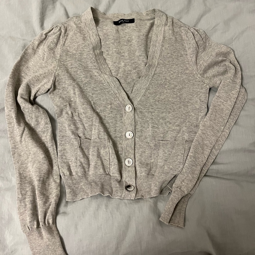 Bean pole gray cardigan size small